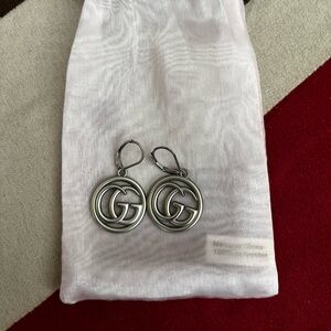 Silver Fashion Logo Earrings